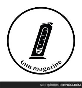 Gun magazine icon. Thin circle design. Vector illustration.