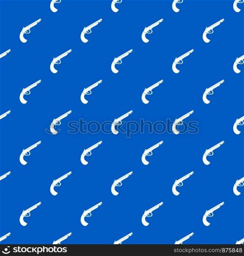 Gun pattern repeat seamless in blue color for any design. Vector geometric illustration. Gun pattern seamless blue