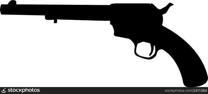 gun revolver icon on white background. western handgun sign. vintage pistol silhouette. flat style.