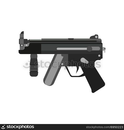 Gun submachine weapon vector rifle military automatic machine illustration war isolated army design icon firearm assault