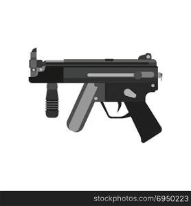 Gun submachine weapon vector rifle military automatic machine illustration war isolated army design icon firearm assault
