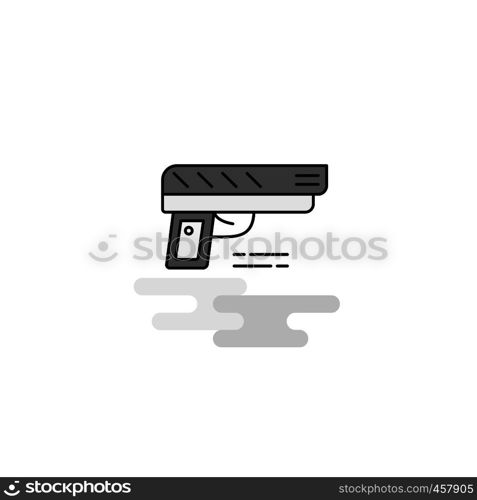 Gun Web Icon. Flat Line Filled Gray Icon Vector