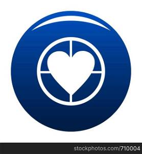 Gunpoint heart icon vector blue circle isolated on white background . Gunpoint heart icon blue vector