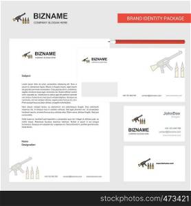 Guns Business Letterhead, Envelope and visiting Card Design vector template
