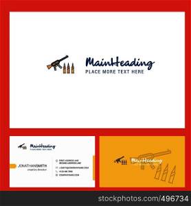 Guns Logo design with Tagline & Front and Back Busienss Card Template. Vector Creative Design