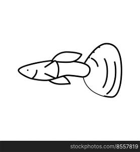 guppy fish line icon vector. guppy fish sign. isolated contour symbol black illustration. guppy fish line icon vector illustration