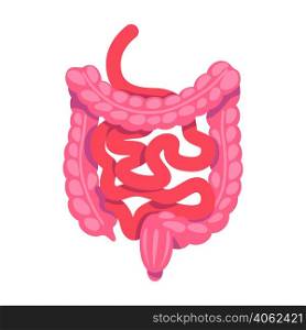 Guts semi flat color vector object. Digestive system. Full sized item on white. Human organ anatomy. Internal organ. Simple cartoon style illustration for web graphic design and animation. Guts semi flat color vector object