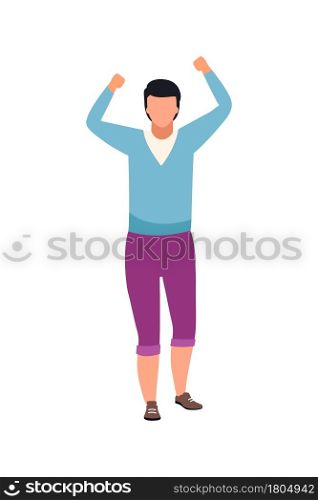 Guy expressing public protest semi flat color vector character. Full body person on white. Participating in march isolated modern cartoon style illustration for graphic design and animation. Guy expressing public protest semi flat color vector character