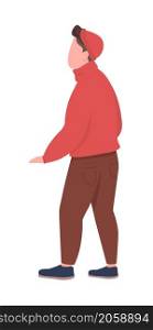 Guy in autumn clothing semi flat color vector character. Standing figure. Full body person on white. Lifestyle isolated modern cartoon style illustration for graphic design and animation. Guy in autumn clothing semi flat color vector character