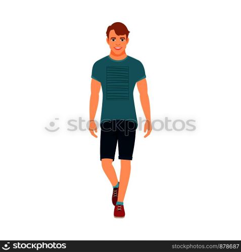 Guy in summer clothes isolated vector illustration on white background. Guy in summer clothes