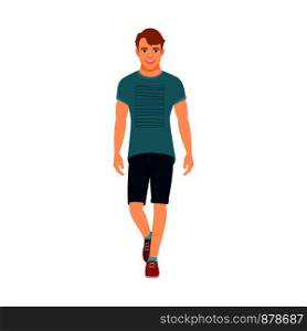 Guy in summer clothes isolated vector illustration on white background. Guy in summer clothes