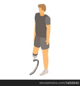 Guy prosthetic leg icon. Isometric of guy prosthetic leg vector icon for web design isolated on white background. Guy prosthetic leg icon, isometric style