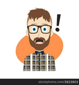 guy surprise avatar user picture cartoon character vector illustration. cartoon character guy surprise