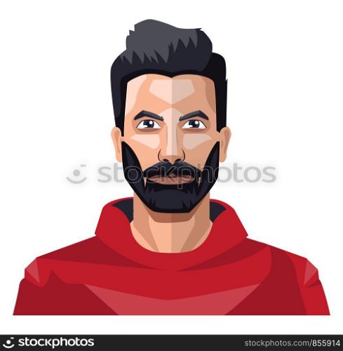 Guy with a full beard in the red shirt illustration vector on white background