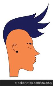 Guy with blue mohawk hairstyle