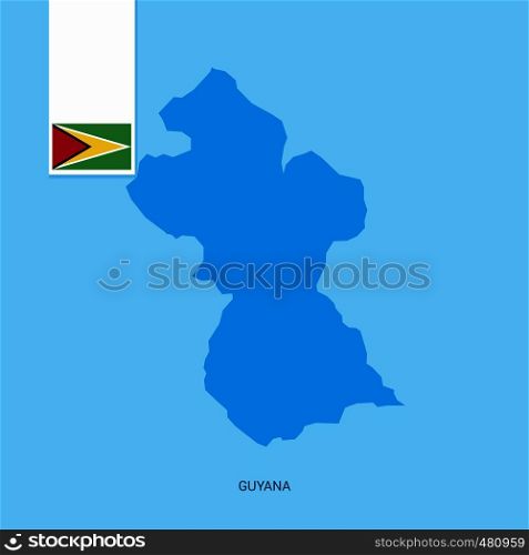 Guyana Country Map with Flag over Blue background. Vector EPS10 Abstract Template background