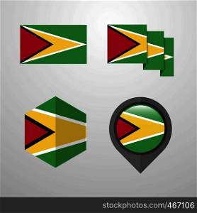 Guyana flag design set vector
