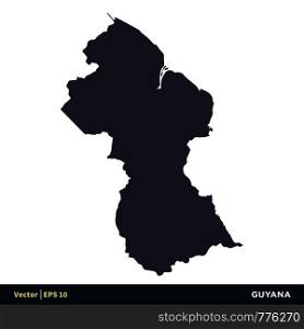 Guyana - South America Countries Map Icon Vector Logo Template Illustration Design. Vector EPS 10.