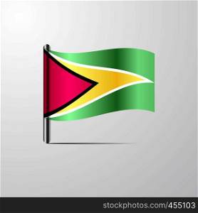 Guyana waving Shiny Flag design vector