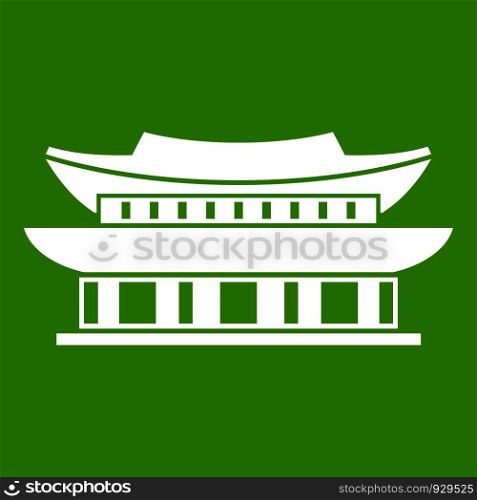 Gyeongbokgung palace, symbol of Seoul icon white isolated on green background. Vector illustration. Gyeongbokgung palace, Seoul icon green