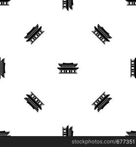 Gyeongbokgung palace, symbol of Seoul pattern repeat seamless in black color for any design. Vector geometric illustration. Gyeongbokgung palace, Seoul pattern seamless black