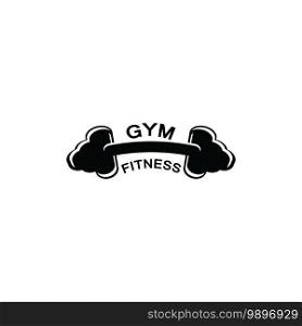 Gym and fitness logo template, dumbbell and barbel style icon