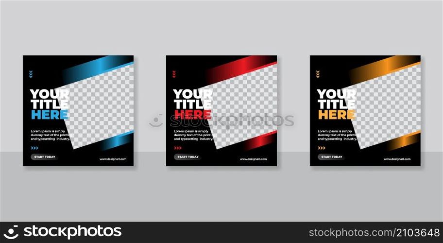 Gym and fitness square banner template social media post
