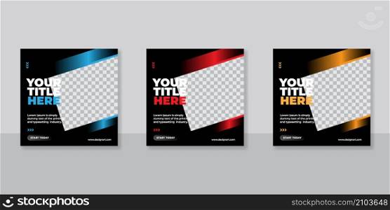Gym and fitness square banner template social media post
