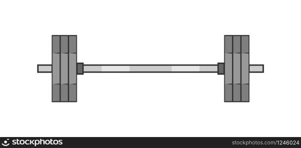 Gym barbell equipment workout. Flat illustration on white backdrop.. Gym barbell equipment. Flat illustration on white backdrop.