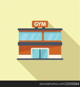 Gym building icon flat vector. Healthy sport. Active lifestyle. Gym building icon flat vector. Healthy sport