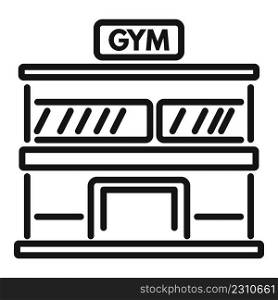 Gym building icon outli≠vector. Hea<hy sport. Active lifesty≤. Gym building icon outli≠vector. Hea<hy sport