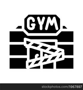 gym closed for quarantine glyph icon vector. gym closed for quarantine sign. isolated contour symbol black illustration. gym closed for quarantine glyph icon vector illustration