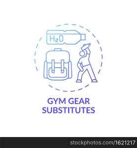 Gym gear substitutes concept icon. Home physical training idea thin line illustration. Using proper workout tools. Safe strength training. Enhancing health. Vector isolated outline RGB color drawing. Gym gear substitutes concept icon