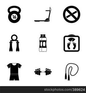 Gym icons set. Simple illustration of 9 gym vector icons for web. Gym icons set, simple style