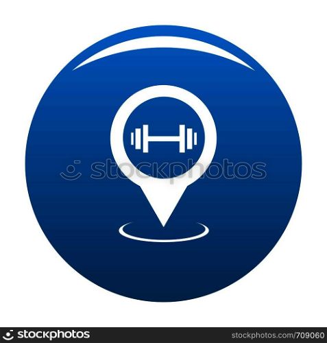 Gym map pointer icon vector blue circle isolated on white background . Gym map pointer icon blue vector