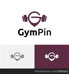 Gym Pin Application Strong Barbell Healthy Lifestyle Logo