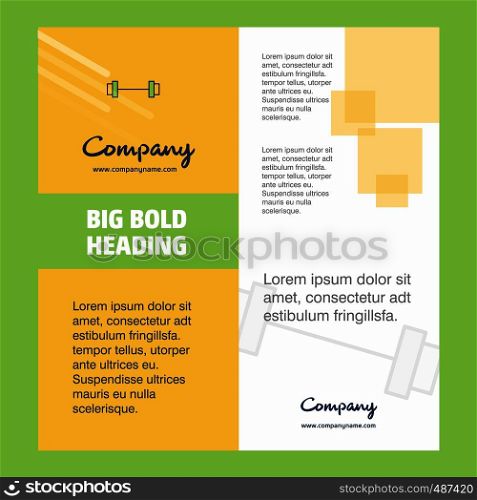 Gym rod Company Brochure Title Page Design. Company profile, annual report, presentations, leaflet Vector Background