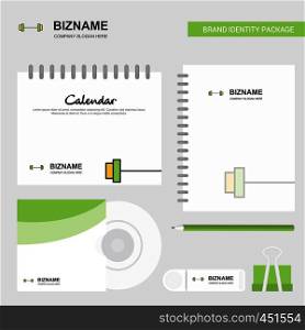 Gym rod Logo, Calendar Template, CD Cover, Diary and USB Brand Stationary Package Design Vector Template