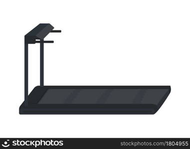 Gym treadmill semi flat color vector object. Full sized item on white. Machine for weight loss. Running indoors isolated modern cartoon style illustration for graphic design and animation. Gym treadmill semi flat color vector object