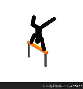 Gymnast training on the bar isometric 3d icon on a white background. Gymnast training on the bar isometric 3d icon