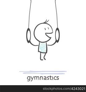 Gymnastic cartoon on white background.