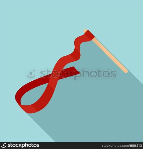Gymnastics ribbon stick icon. Flat illustration of gymnastics ribbon stick vector icon for web design. Gymnastics ribbon stick icon, flat style