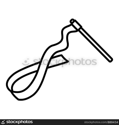 Gymnastics ribbon stick icon. Outline gymnastics ribbon stick vector icon for web design isolated on white background. Gymnastics ribbon stick icon, outline style