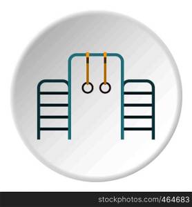 Gymnastics rings and ladder icon in flat circle isolated vector illustration for web. Gymnastics rings and ladder icon circle