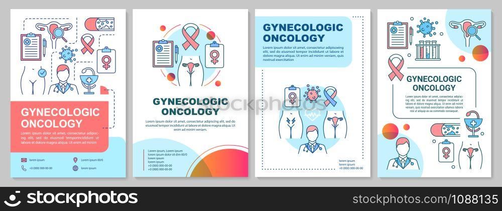 Gynecologic oncology brochure template. Women healthcare. Flyer, booklet, leaflet print, cover design with linear illustrations. Vector page layouts for magazines, annual reports, advertising posters