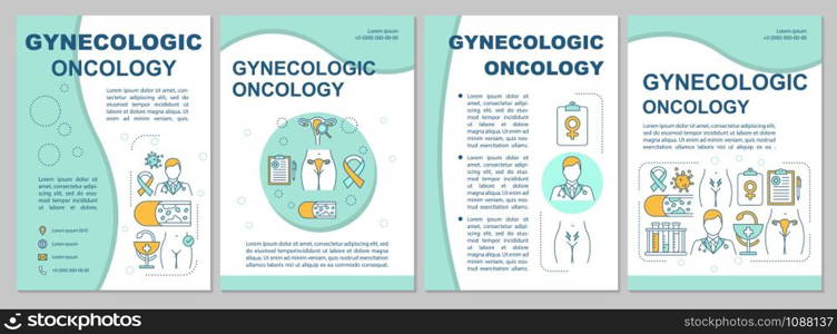Gynecologic oncology creative brochure template. Women healthcare. Flyer, booklet, leaflet print, cover design with linear illustrations. Vector page layouts for magazines, report, advertising posters
