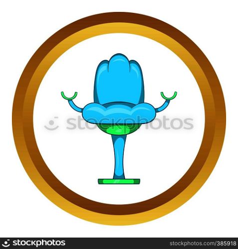 Gynecological chair vector icon in golden circle, cartoon style isolated on white background. Gynecological chair vector icon, cartoon style