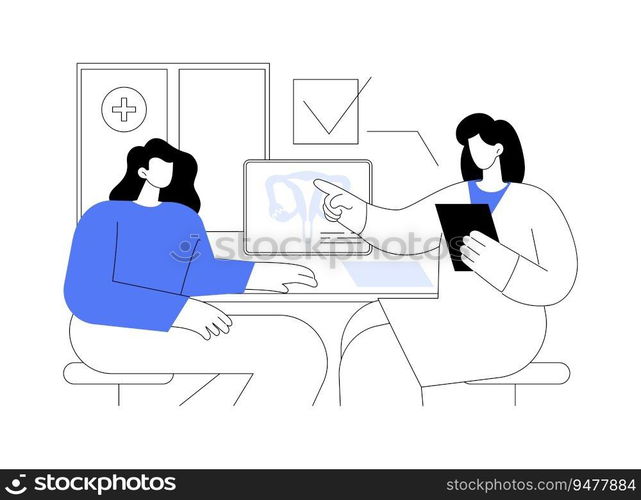 Gynecologist consultation abstract concept vector illustration. Patient consulting with gynecologist, female pelvic medicine, endometriosis diagnosis, infertility treatment abstract metaphor.. Gynecologist consultation abstract concept vector illustration.