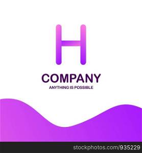 H company logo design with purple theme vector