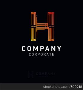 H company logo design with visiting card vector